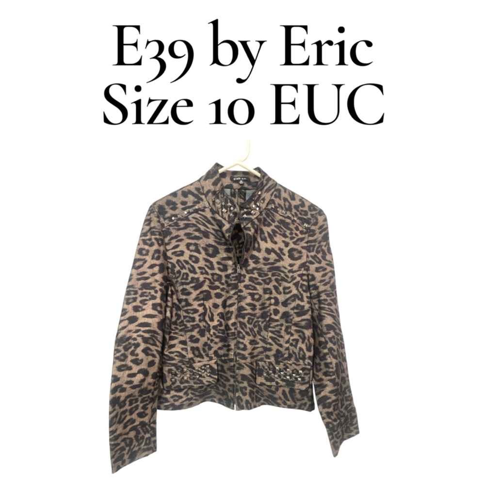 Women's E39 by Eric Leopard Print Jacket Size 10 Brown